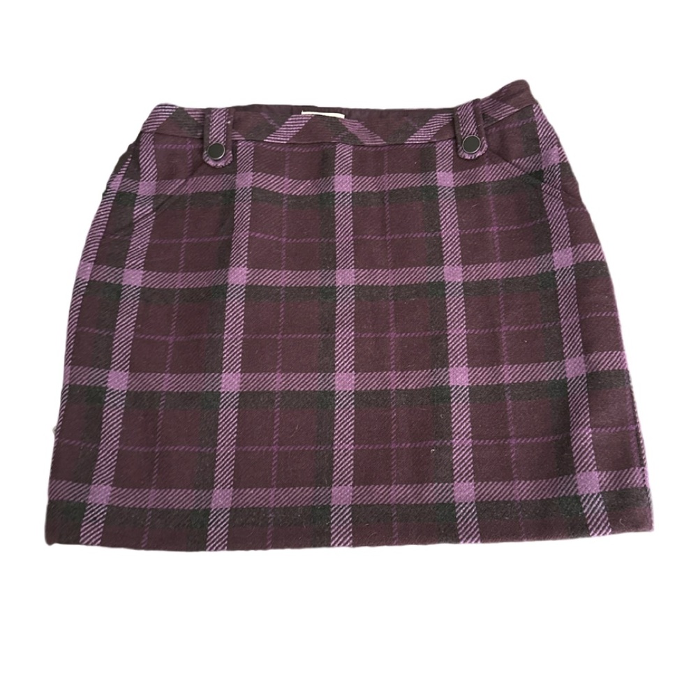 LOFT Purple Plaid Preppy Wool Skirt New Sz 12